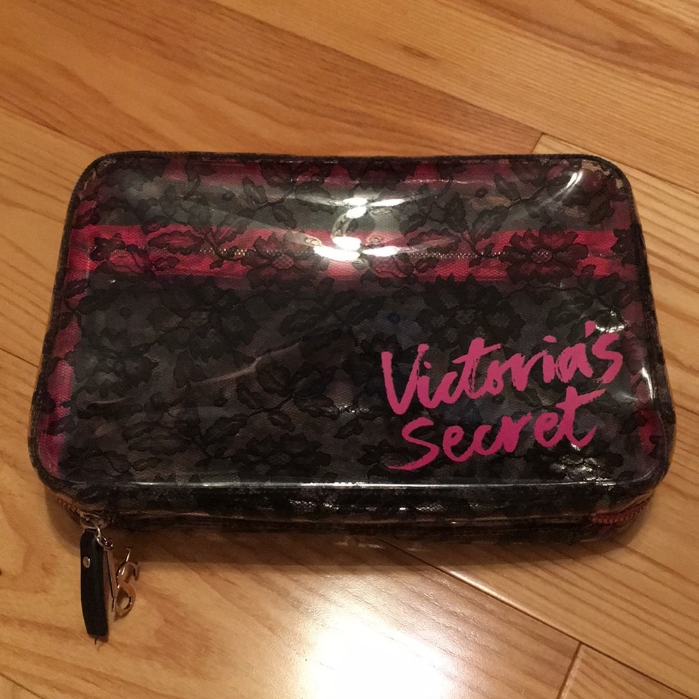 Victoria’s Secret Pink and Black Lace Makeup Bag